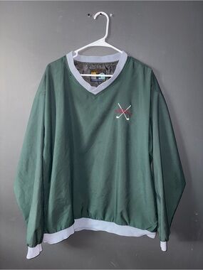Performance forresters outwear Green Golf Pullover with Light Gray Trim